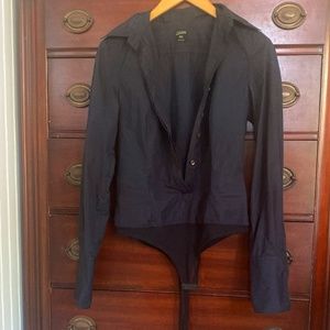 Jean Paul Gaultier Femme Size 8 Black Button Up Body Suit Vintage